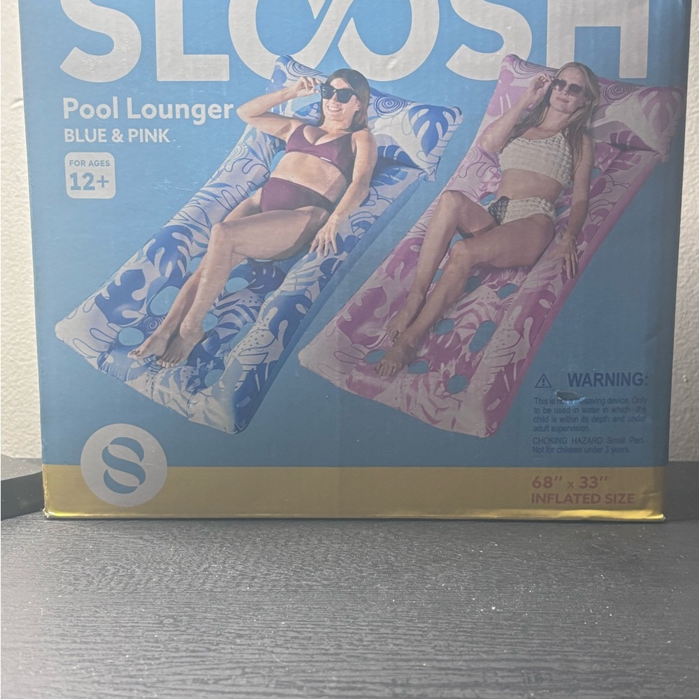 Blue & Pink Pool Lounger - Inflatable Floating Mattress